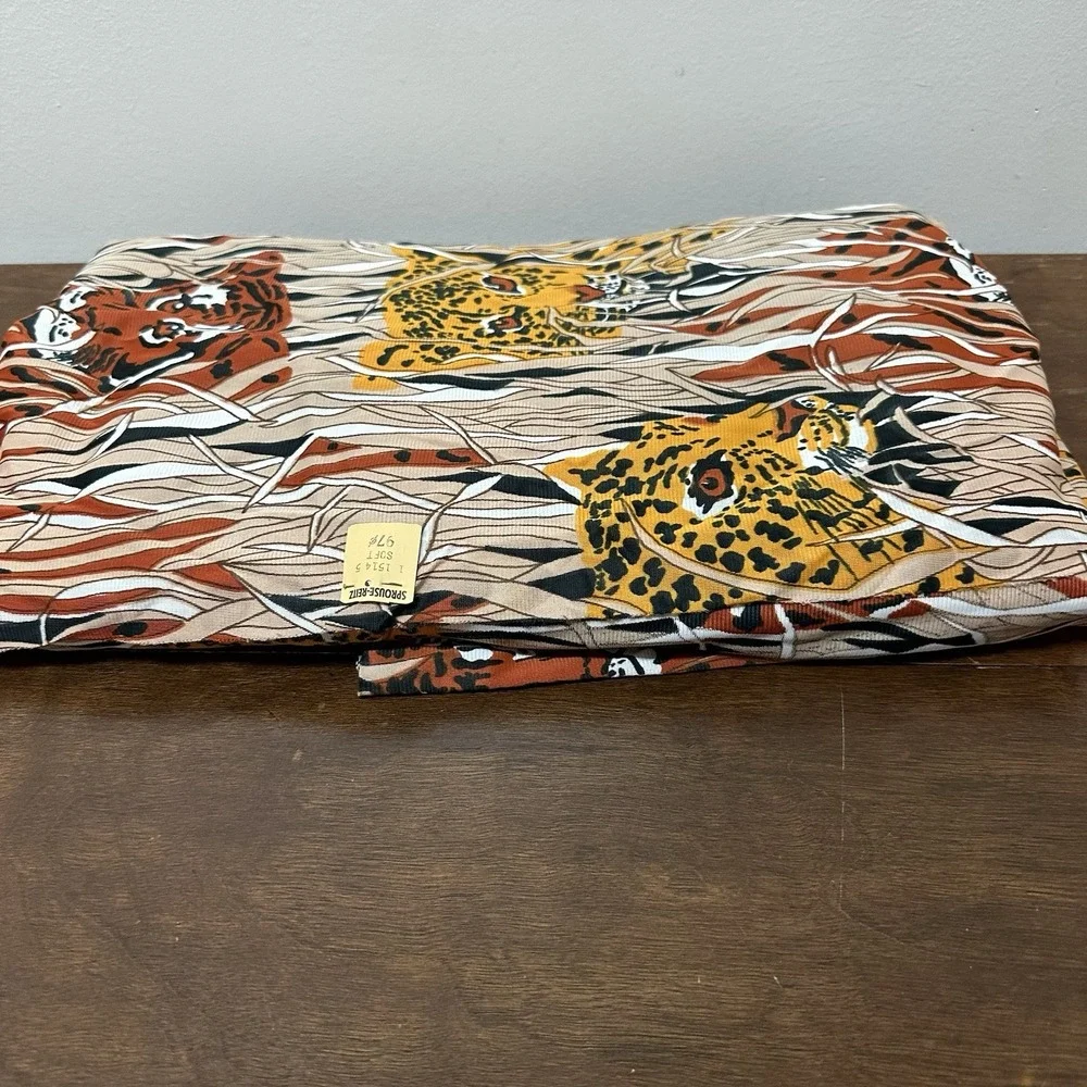 Vtg Retro Jungle Animal Print Lightweight Semi Sheer Clothing Fabric 5.5 Yards